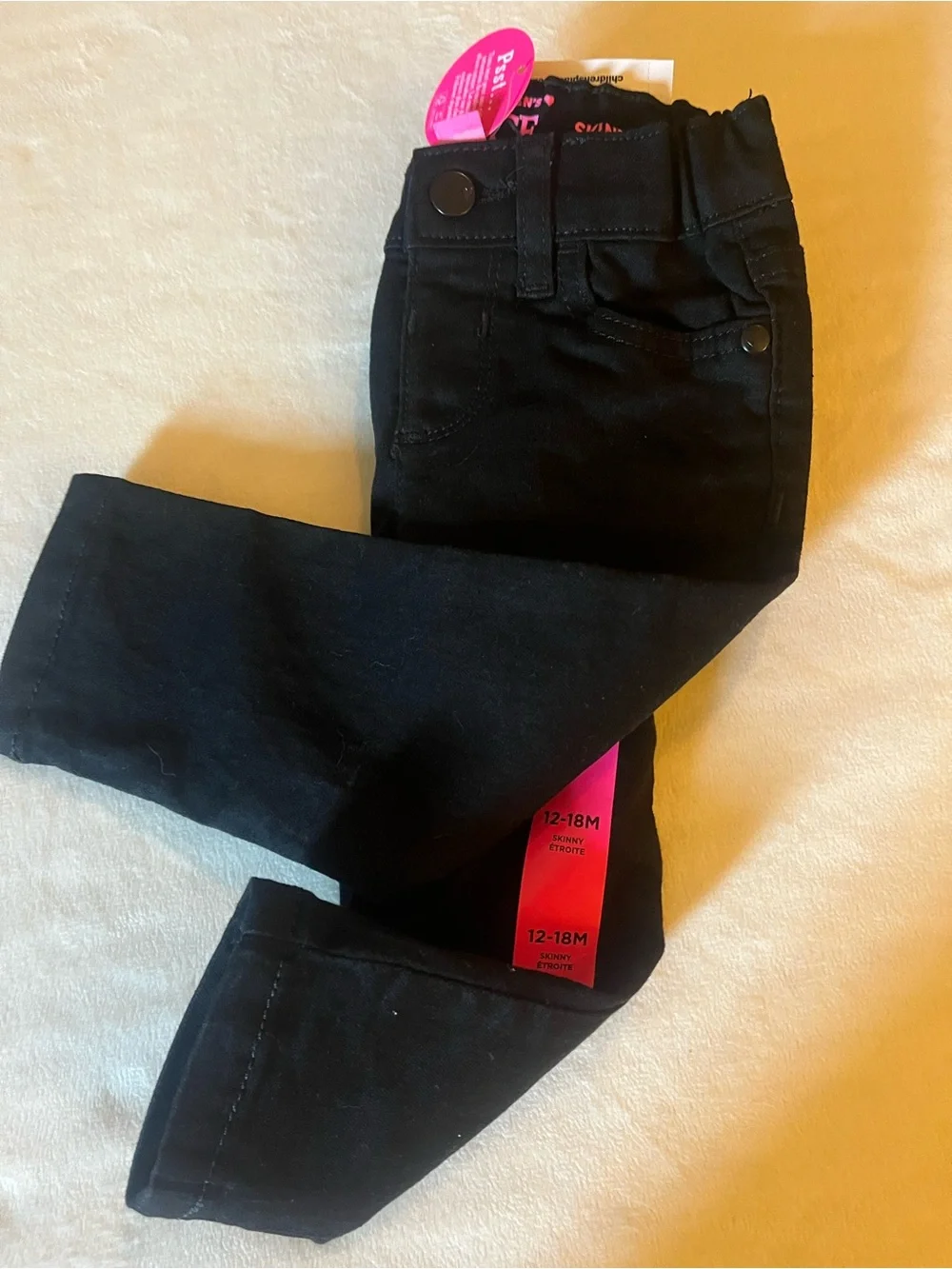 Children Place Kids Black Slim Fit Bottoms 12-18m